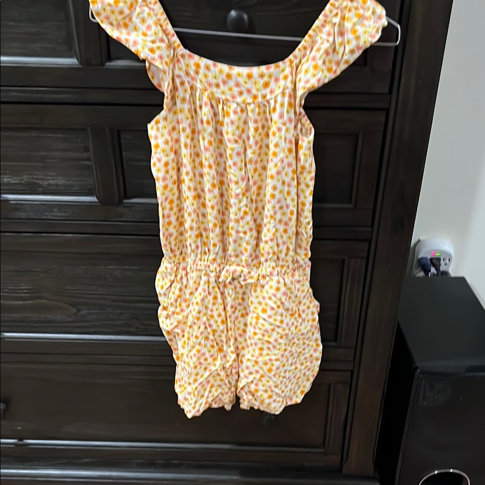 Cat & Jack Yellow and Orange Floral Jumpsuit with Puffed Sleeves